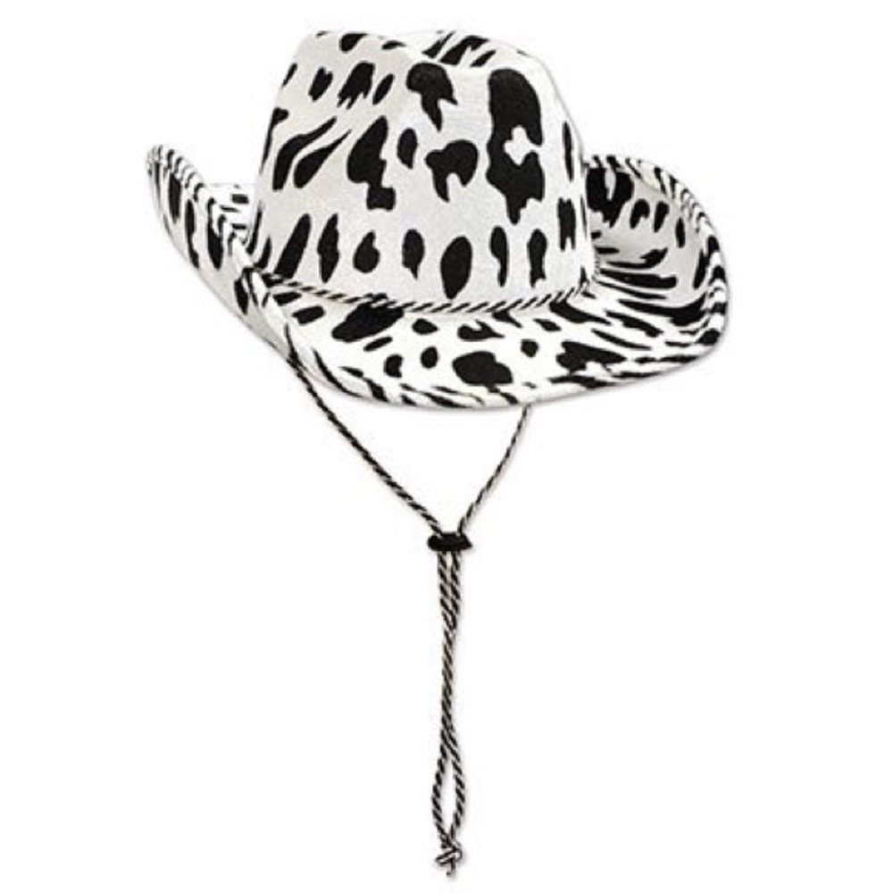 Cow Print Cowgirl Hat with Adjustable Strap